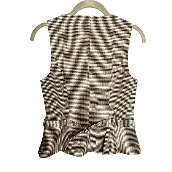 Reformation Delanie Top Size 2 Tan‎ Houndstooth Sleeveless Blouse - Picture 6 of 7